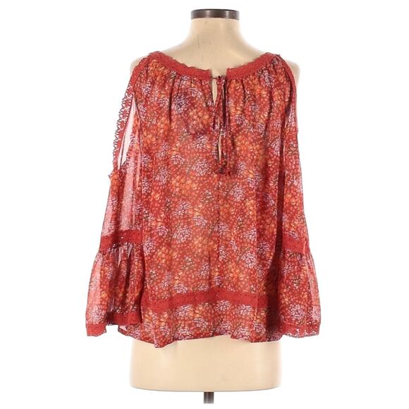REBECCA MINKOFF Deneuve cold shoulder top boho floral print blouse Size S NEW - Picture 2 of 8
